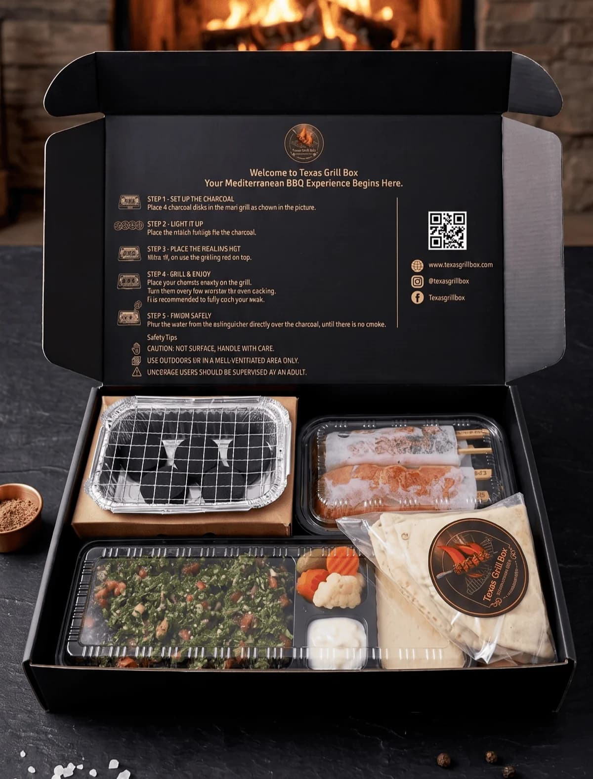 Texas Grill Box — fire and smoke